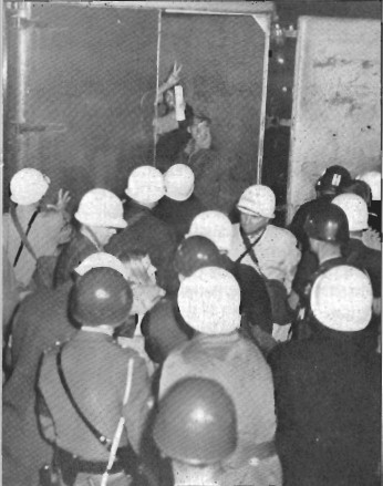 Demonstrators being arrested