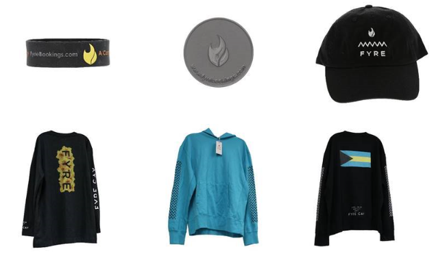 Image of  Some of the items and merchandise intended to be used or sold at the Fyre Festival