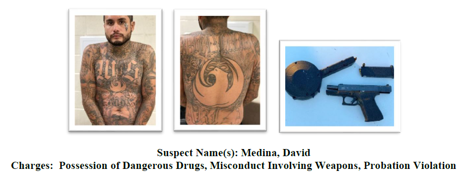 Photo of the fugitive David Medina and weapons